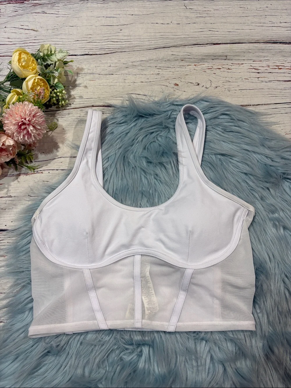 Alo Yoga Airbrush Mesh White Corset Tank